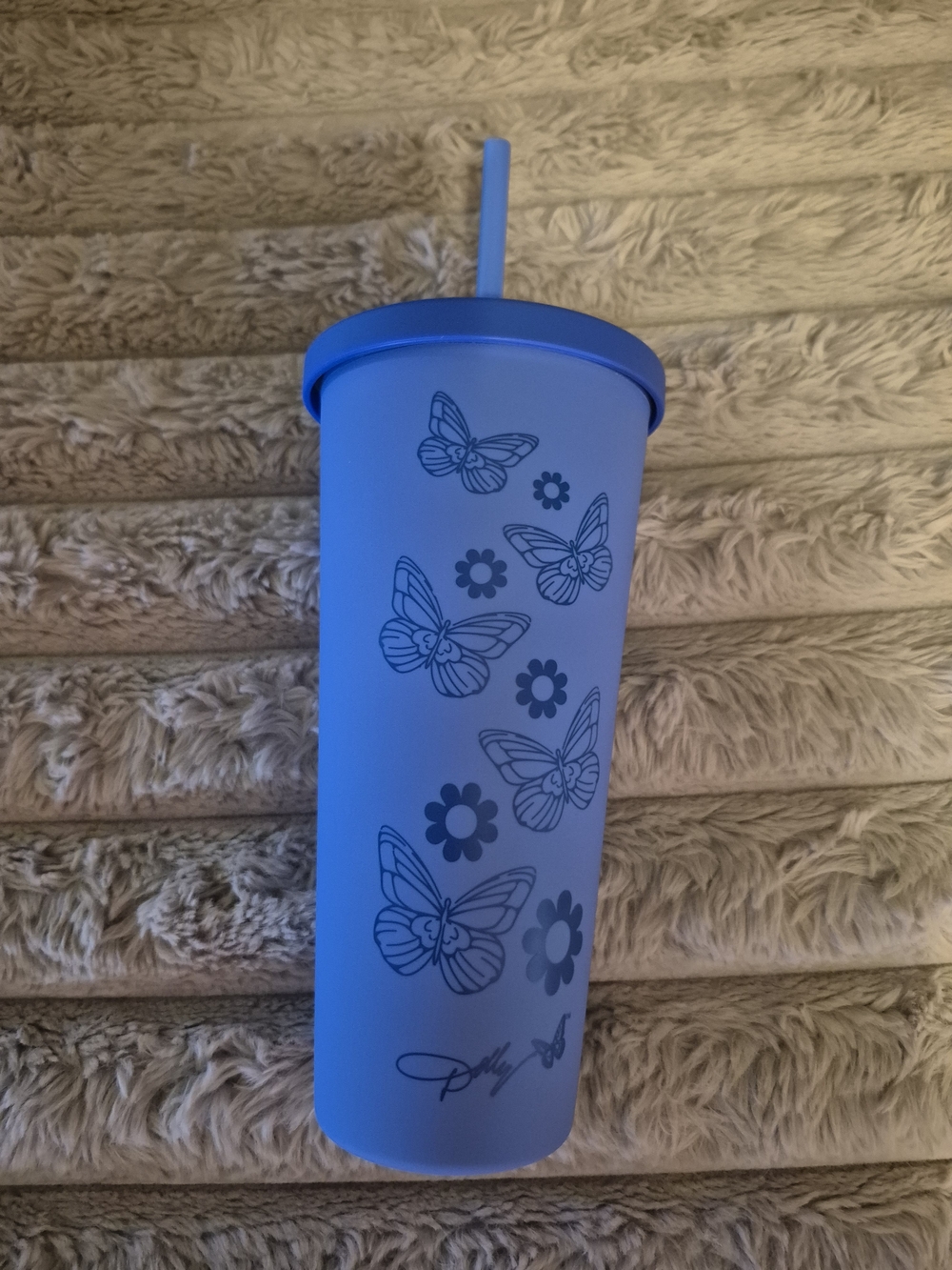 Dolly Parton Dark Blue Butterfly 20 Oz Tumbler